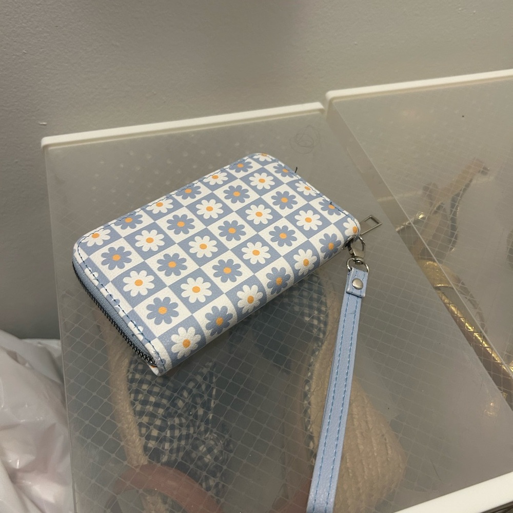 Sunflower Checkered Wallet with Wrist Strap